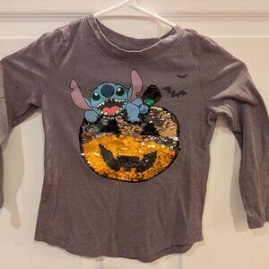 Girls Disney Lilo & Stitch long sleeve flip sequin graphic t-shirt, size XS 4/5